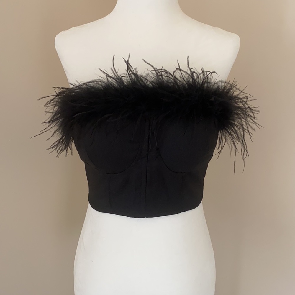 Black feather crop top!